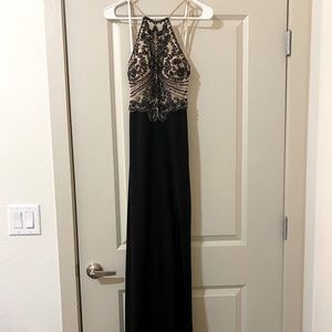 Black beaded formal dress